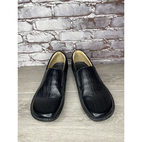 Alegria Oz Black Wave Leather Slip On Wedge Clogs Shoes Men Sz 47EU/13.5M US - Picture 11 of 16
